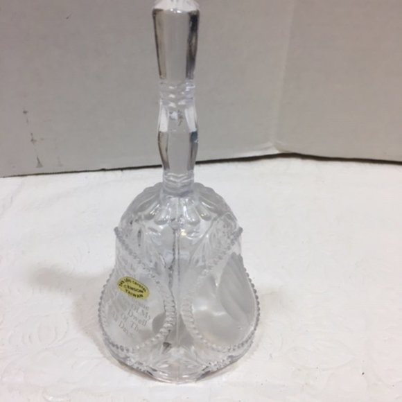 VTG Emson Etched Lead Crystal Glass Bell Praying Hands The Lord Is My Shepherd - Picture 1 of 7